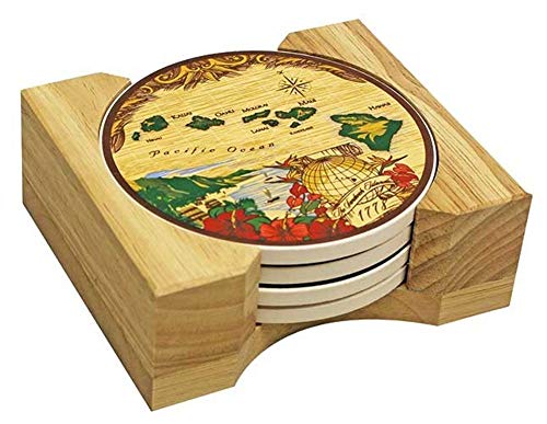 Islander Hawaiian Ceramic Coasters 4 Pack Brown Island Chain - Image 5