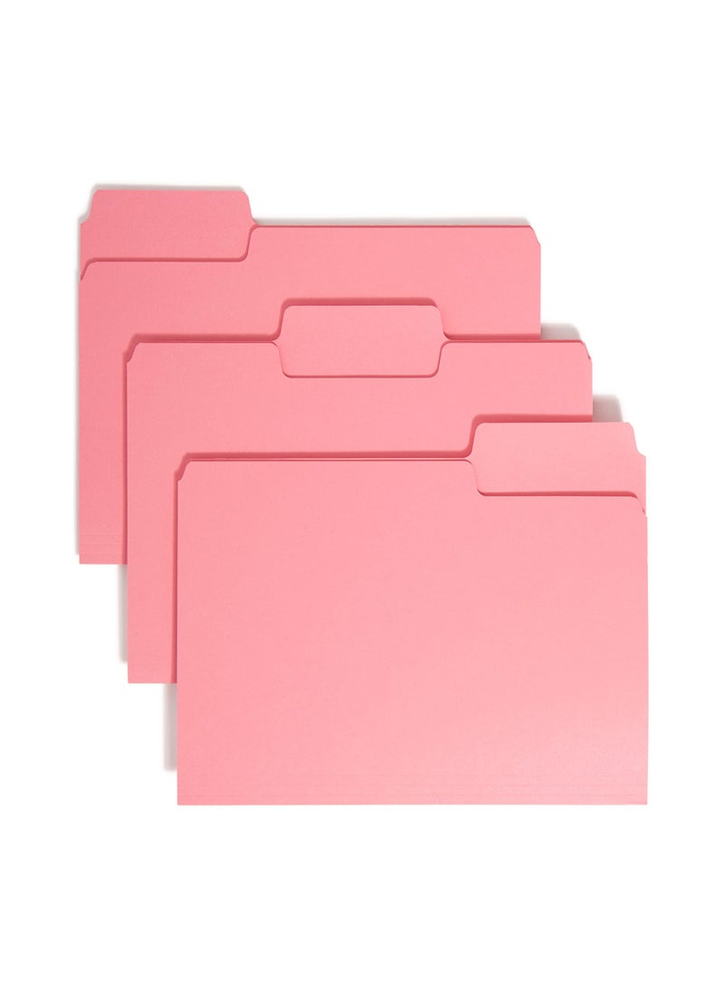 Smead Smead SuperTab File Folder, Oversized 1/3-Cut Tab, Letter Size, Dark Pink, 12 per Pack (11819)  - Image 1