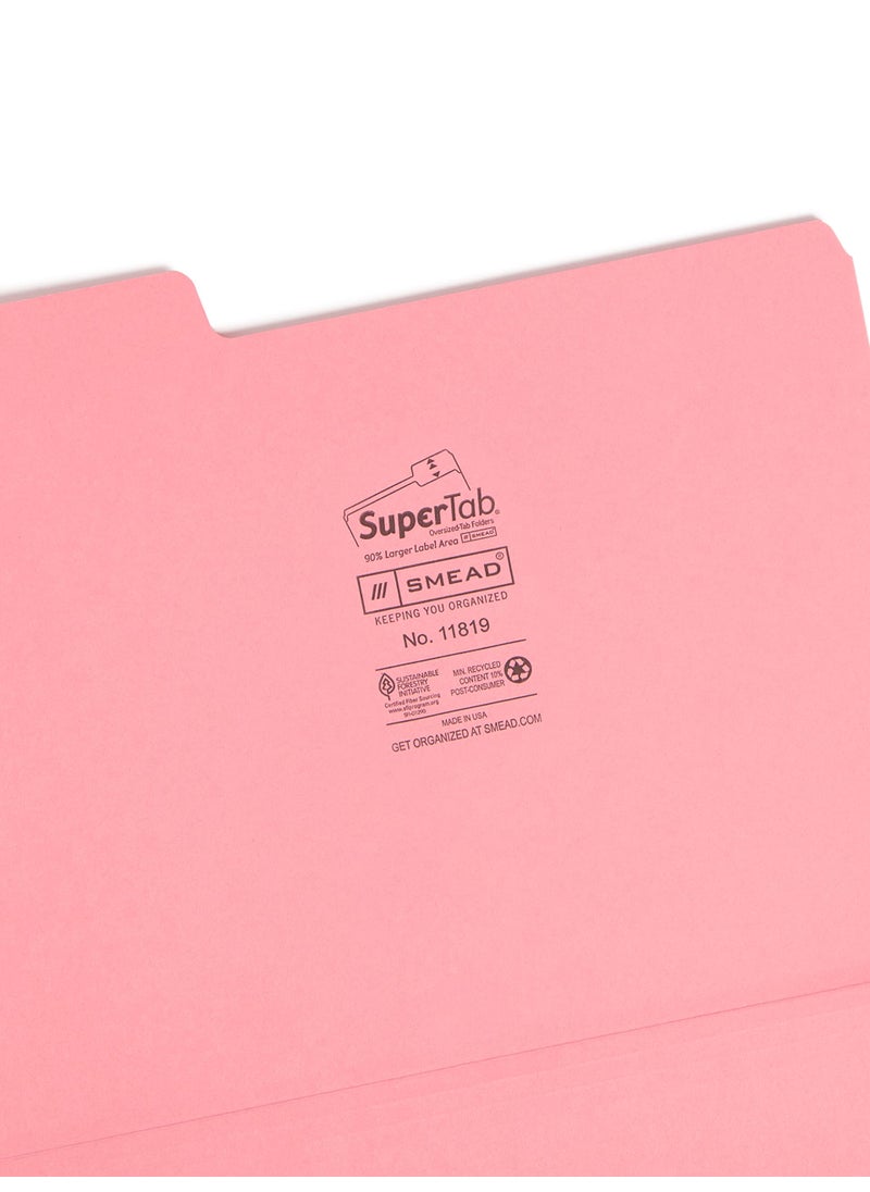 Smead Smead SuperTab File Folder, Oversized 1/3-Cut Tab, Letter Size, Dark Pink, 12 per Pack (11819)  - Image 3