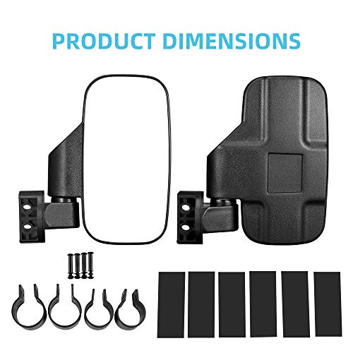Issyzone UTV Side Mirrors with 1.75" -2" Roll Bar Cage, UTV Mirrors 360 Degree Adjustable RZR Mirror Compatible with Polaris RZR Kawasaki Teryx Mule Pioneer Yamaha Rhino YXZ - Image 4
