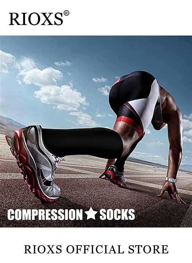 RIOXS 4 Pairs High Compression Socks for Mens and Womens Support Circulation Recovery Athletic Fit Running Splints Flight Travel Boost Endurance Protection Achilles Tendon  - Image 4