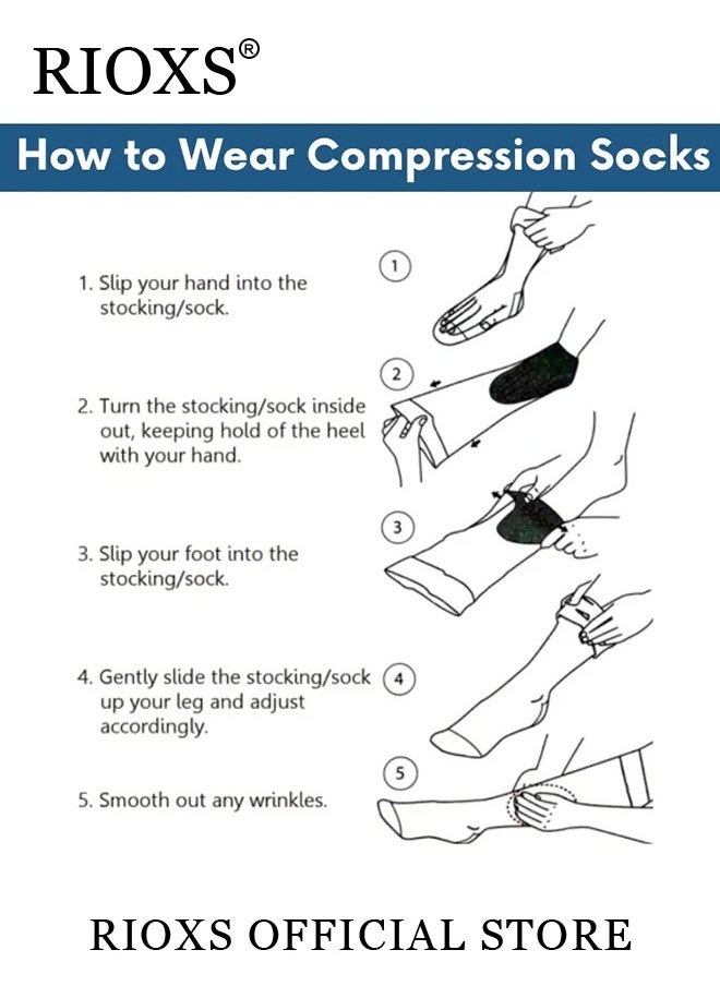 RIOXS - 4 Pairs High Compression Socks for Mens and Womens Support Circulation Recovery Athletic Fit Running Splints Flight Travel Boost Endurance Protection Achilles Tendon - Image 1