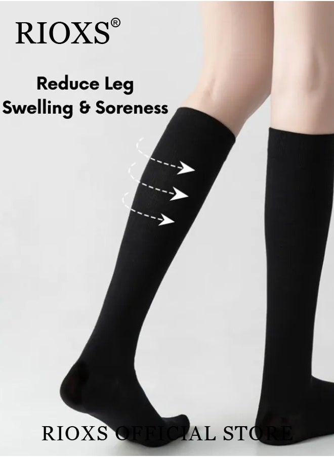 RIOXS 4 Pairs High Compression Socks for Mens and Womens Support Circulation Recovery Athletic Fit Running Splints Flight Travel Boost Endurance Protection Achilles Tendon  - Image 5