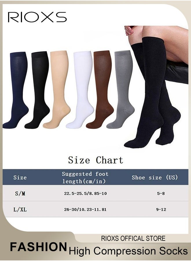 RIOXS 4 Pairs High Compression Socks for Mens and Womens Support Circulation Recovery Athletic Fit Running Splints Flight Travel Boost Endurance Protection Achilles Tendon  - Image 2