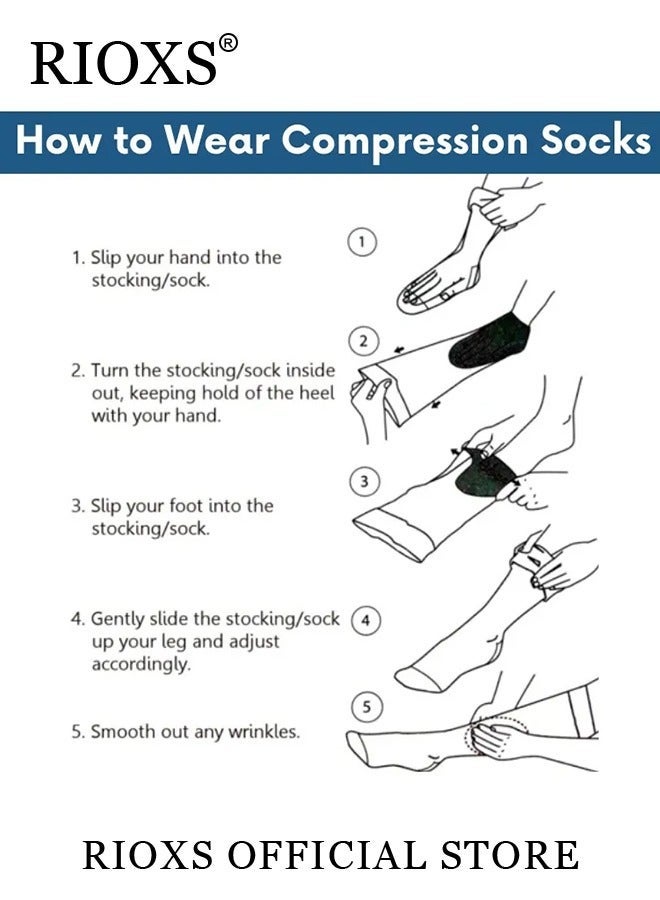 RIOXS 4 Pairs High Compression Socks for Mens and Womens Support Circulation Recovery Athletic Fit Running Splints Flight Travel Boost Endurance Protection Achilles Tendon - Image 5
