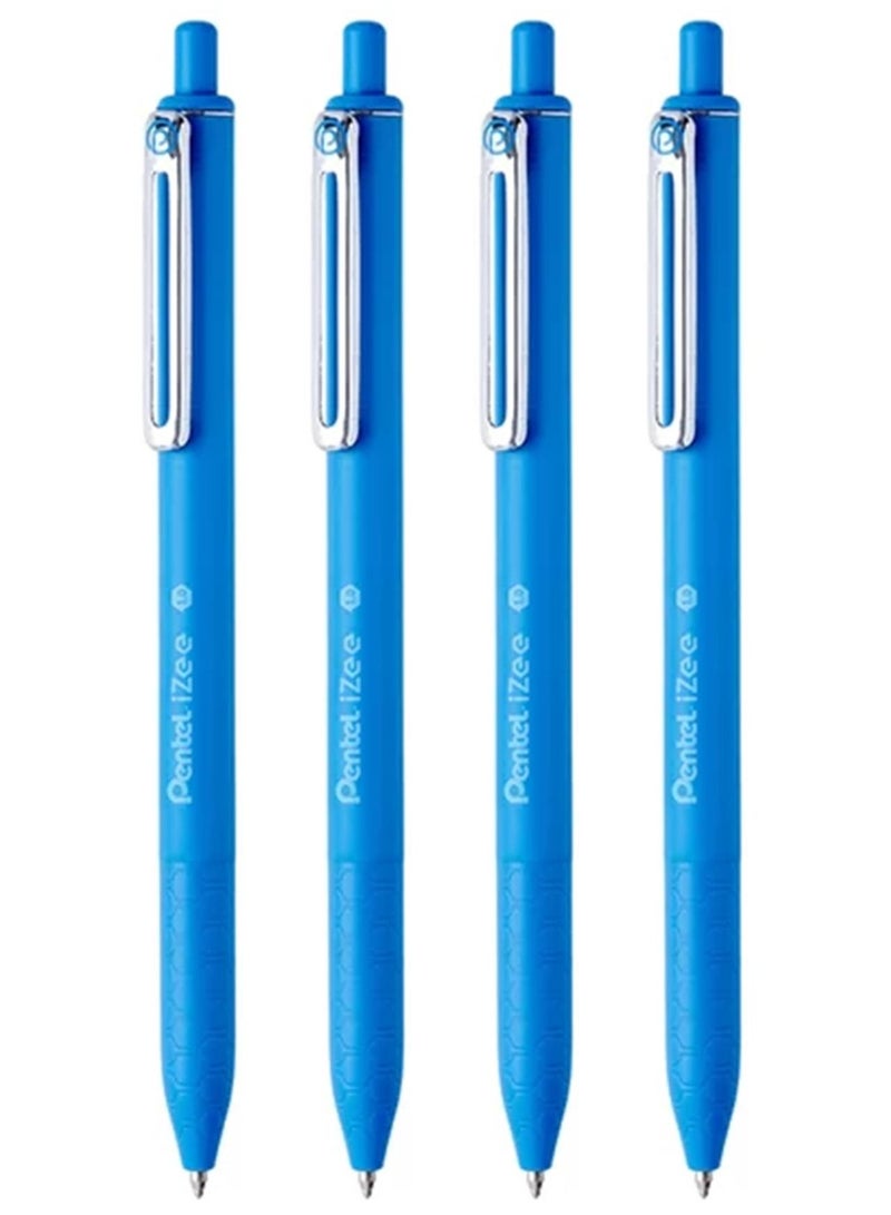 Pentel 4-Piece Izee Retractable Ballpoint Pen 1.0mm Tip Sky Blue Ink - Image 1