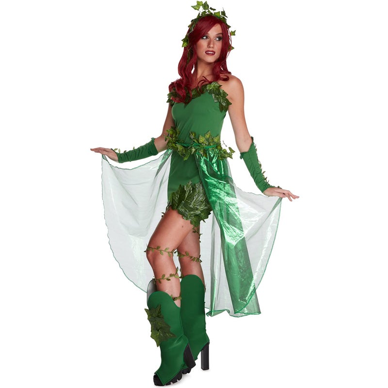Morph Villain Costume for Women - Green Dress With Fake Leaves, Comic Con Costume - Image 2