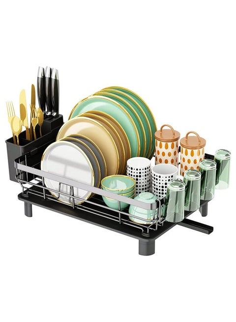 Dish Drying Rack with Tray,Dish Rack,Dish Racks for Kitchen Counter,Dish Drainer with Removable Utensil Holder,Drainboard and Swivel Spout