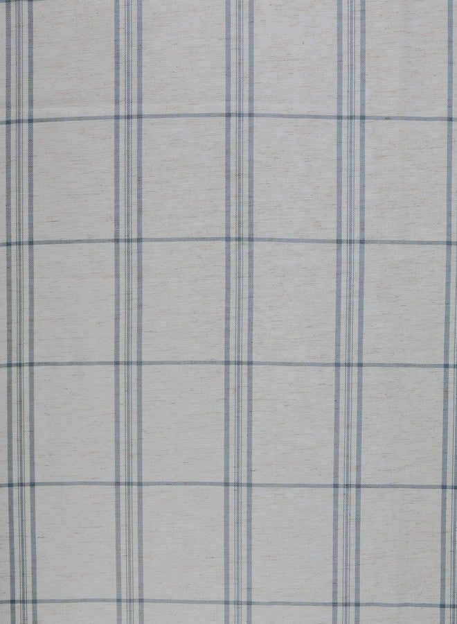 No. 918 Castille Farmhouse Plaid Linen Semi-Sheer Rod Pocket Curtain Panel, 54" x 84", Blue/Linen - Image 5