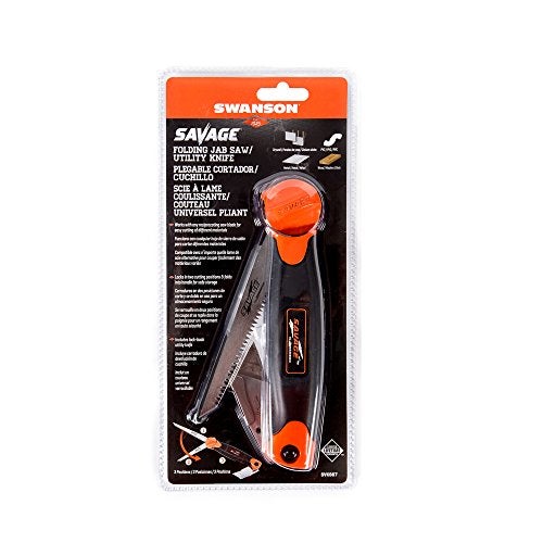 Swanson Tool Co. , Inc Swanson Tool Co SVK667 Savage Folding Jab Saw with Utility Knife - Fits Standard Recip and Blades, 7-1/2", Orange/Black - Image 2