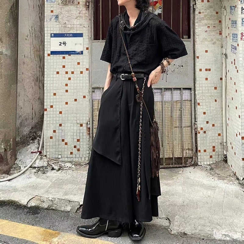 Yamamoto Riveted Belted Wide Leg Pants Brown - Image 2