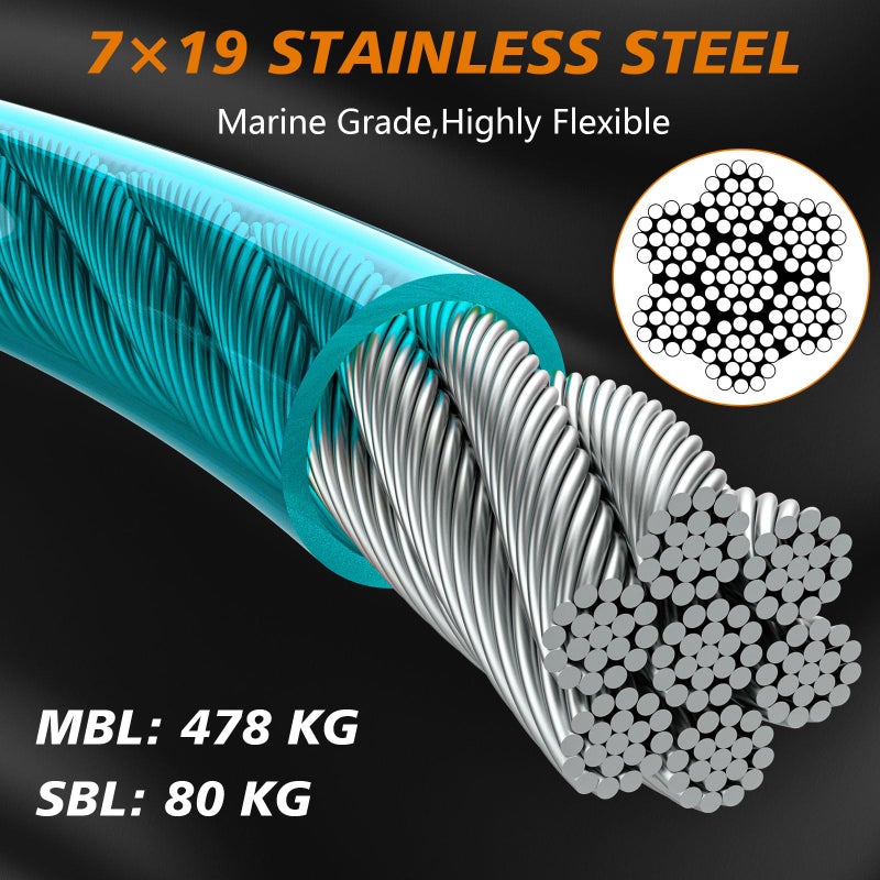 XiaZ Dog Tie Out Cable 50 Feet, Dog Line for Outside 8/10/15/20/30/50FT, Heavy Duty Pet Runner Tether Chain Lead Outside for Small Medium Large Dogs Up to 120 LBS - Image 2