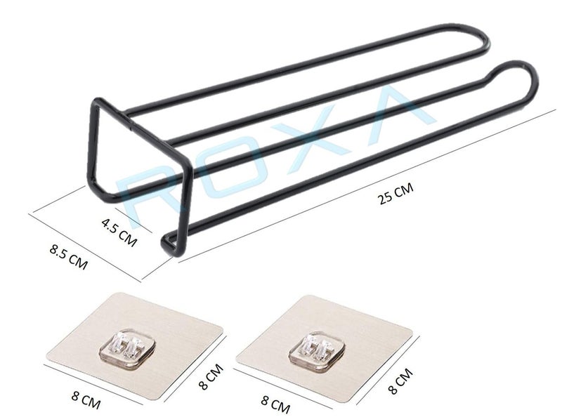 ROXA ROXA Stainless Steel Drill Free Self-Adhesive Paper Roll Holder Tissue Paper Stand Wine Glass Holder Kitchen Towel Holder for Kitchen Bathroom Toilet (Pack of 2) - Image 2