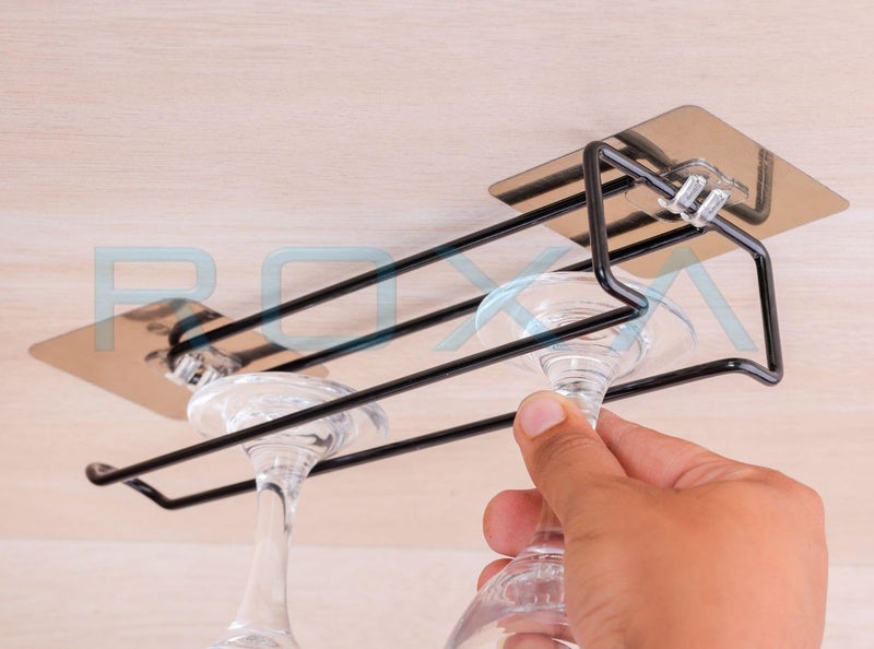 ROXA ROXA Stainless Steel Drill Free Self-Adhesive Paper Roll Holder Tissue Paper Stand Wine Glass Holder Kitchen Towel Holder for Kitchen Bathroom Toilet (Pack of 2) - Image 4