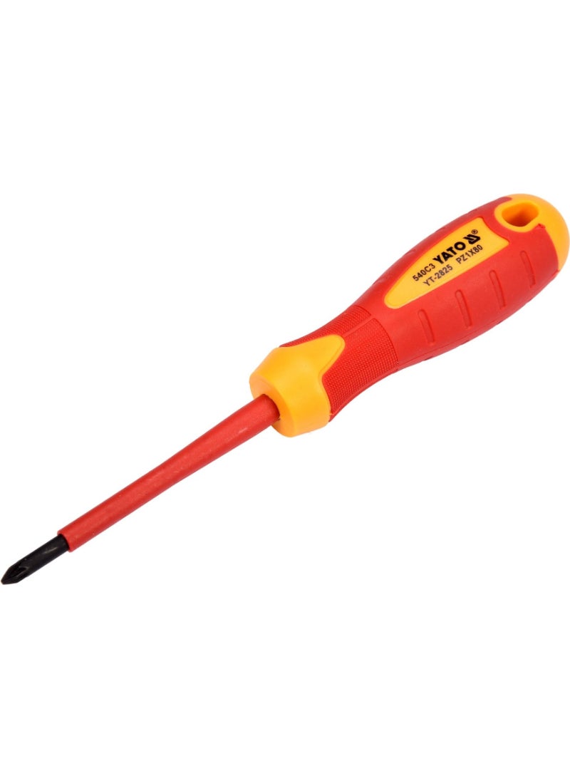 YATO Insulated Combidrive Screwdriver PZ1x80mm VDE-1000V YT-2825