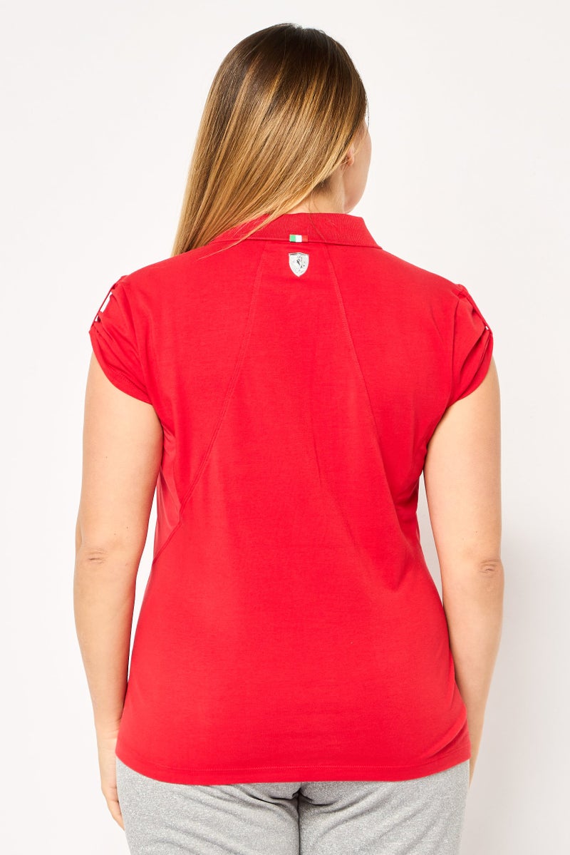 PUMA Women Sportswear Fit Brand Logo Short Sleeve Outdoor Polo Shirt, Red - Image 4