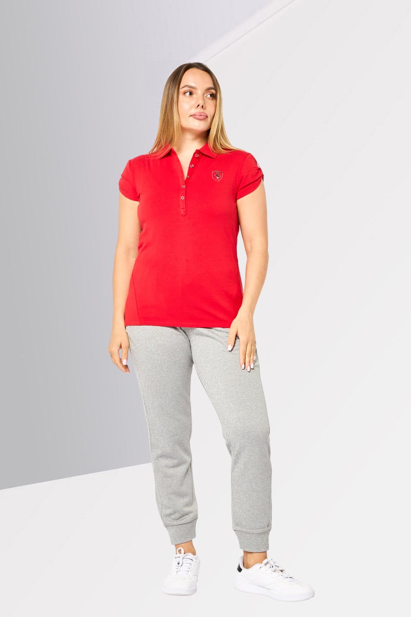 PUMA Women Sportswear Fit Brand Logo Short Sleeve Outdoor Polo Shirt, Red - Image 2