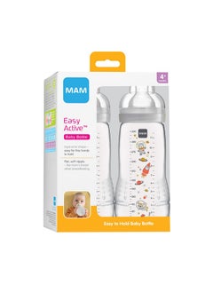 MAM Easy Active Bottle 11 Oz (2Count) Fast Flow Bottles 4+ Month Unisex Gray  - Image 2