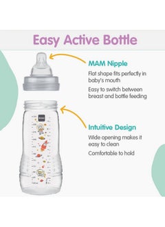 MAM Easy Active Bottle 11 Oz (2Count) Fast Flow Bottles 4+ Month Unisex Gray  - Image 3