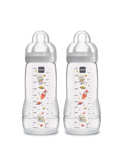 MAM Easy Active Bottle 11 Oz (2Count) Fast Flow Bottles 4+ Month Unisex Gray  - Image 1