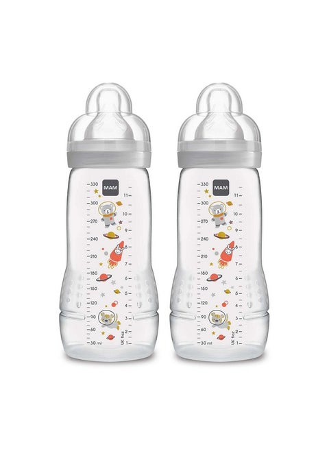 Easy Active Bottle 11 Oz (2Count) Fast Flow Bottles 4+ Month Unisex Gray
