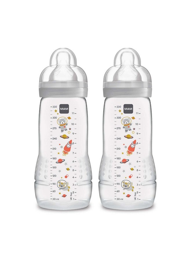 MAM - Easy Active Bottle 11 Oz (2Count) Fast Flow Bottles 4+ Month Unisex Gray - Image 1