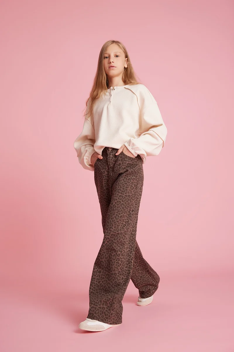 Defacto Girl Flare Fit Leopard Print Trousers
