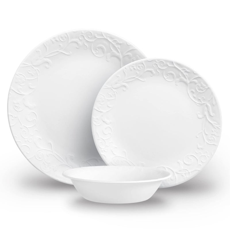 Corelle طقم أدوات مائدة كوريل 12 قطعة بيلّا فايينزا لـ 4 أشخاص 3 مرات أكثر متانة زجاج نصف وزن السيراميك حتى 80% معاد تدويره - Image 2