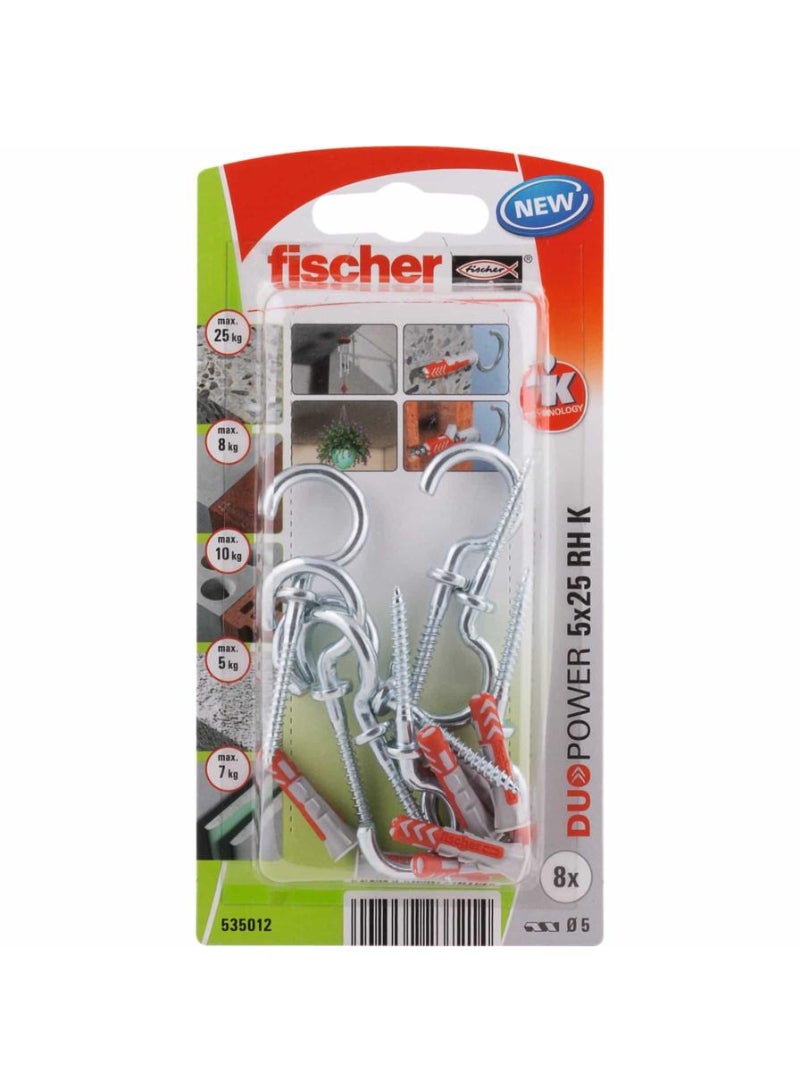 Duopower Universal Plug With Round Hook Pack 0.5 X 2.5 Cm 8 Piece