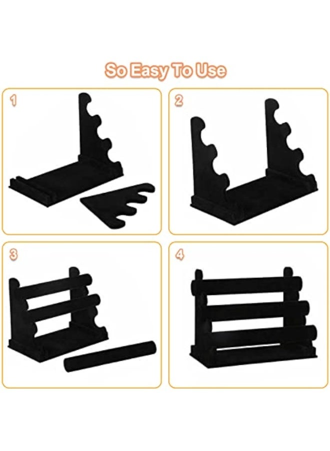 Arabest Velvet Bracelet Holder with 3 Tier Rack, Black Detachable Jewelry Display Stand T-Bar Necklace Storage Organizer for Bangles Watch Bracelets Scrunchies Organization Showcase - Image 4