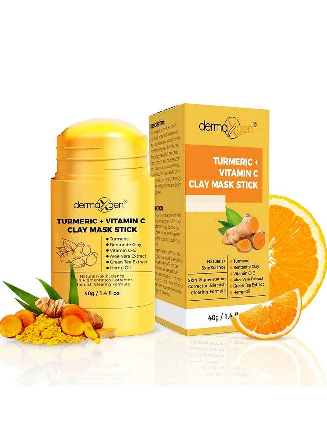 dermaxgen Organic Turmeric Mask Stick For Clear Radiant Skin Acne & Scars Reduction Healing Clay Pore Cleansing Facial Mask Improve Skin Tone And Texture Allnatural 1.4 Oz - Image 1