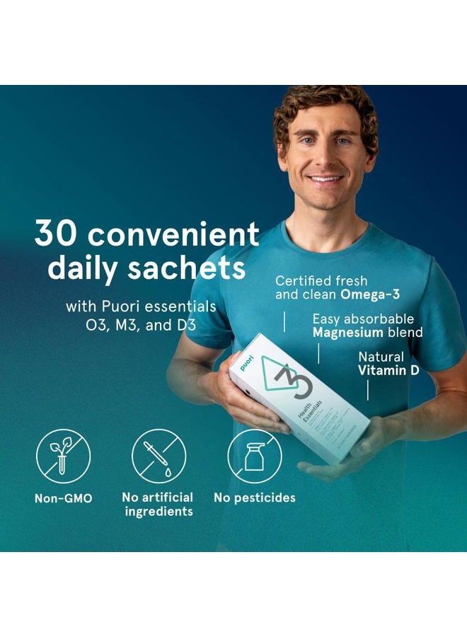 Puori P3 Health Essentials - Multivitamins for Men and Women - 30 Servings - Omega 3, Vitamin D, Magnesium, Zinc - Multi-Nutrient for Brains and Energy - Image 4