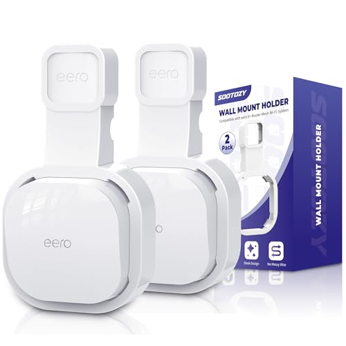 sootozy Wall Mount Holder for eero 6 and for eero 6+ Router Mesh Wi-Fi System – No Messy Wires, Space-Saving Outlet Wall Mount Holder for eero 6 Plus Extender, Stand Bracket for eero 6+ (White-2pcs) - Image 1