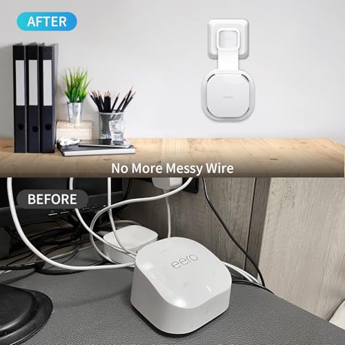 sootozy Wall Mount Holder for eero 6 and for eero 6+ Router Mesh Wi-Fi System – No Messy Wires, Space-Saving Outlet Wall Mount Holder for eero 6 Plus Extender, Stand Bracket for eero 6+ (White-2pcs) - Image 3