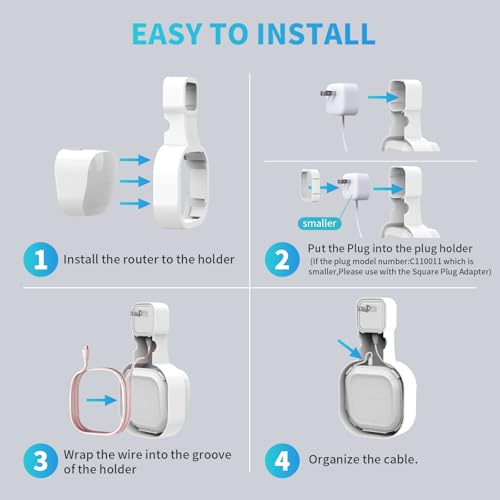 sootozy Wall Mount Holder for eero 6 and for eero 6+ Router Mesh Wi-Fi System – No Messy Wires, Space-Saving Outlet Wall Mount Holder for eero 6 Plus Extender, Stand Bracket for eero 6+ (White-2pcs) - Image 4