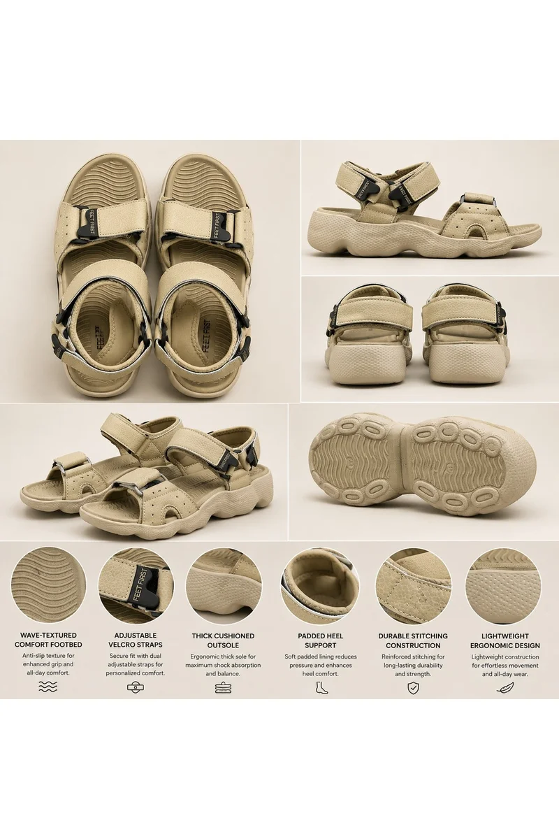 Feet First Men’s Sports Sandals with Adjustable Velcro Straps – Lightweight Comfort Outdoor Walking Sandals