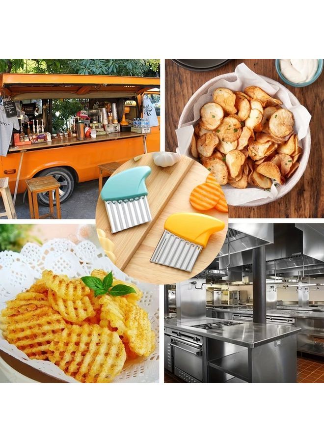 Yellow Potato Knife 5 Pack Stainless Steel Wavy Slicer For Restaurants Supermarkets - Image 5