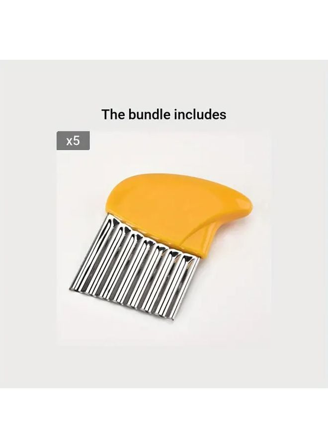 Yellow Potato Knife 5 Pack Stainless Steel Wavy Slicer For Restaurants Supermarkets - Image 1