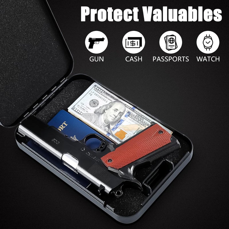 Dalmbox Gun Safe for Pistols Small Handgun Lock Box with Combination Lock Portable Travel Pistol Safe for Car, Home, Travel - Image 4