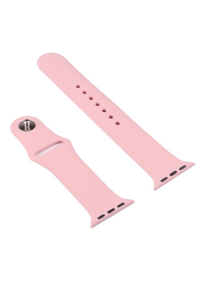 NIBEMINENT Silicone Replacement Strap Watchband with Protective Case Set For Apple Watch Series 7/6/SE/5/4 45/44mm Sand Pink  - Image 3