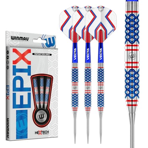 Winmau Darts Epix 22g 90% Professional Tungsten Steel Tip Darts Set with Dart Flights and Dart Shafts (Stems) - Image 1