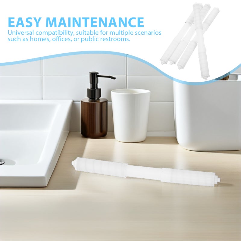 Toilet Paper Holder Rod Replacement Flexible Spindle Bathroom Tissue Dispenser Springloaded Design 4Pcs White - Image 3