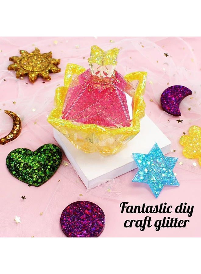 Estanoite Holographic Chunky Glitter 100g, Resin Glitter for Craft, Cosmetic Nail Glitter, Mixed Glitter for Epoxy Arts, Body, Face, Nail, Chunky Glitter for Tumblers (Gold) - Image 5