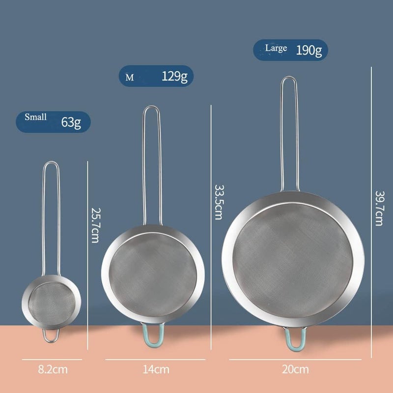 SUNWUKIN 304 Stainless Steel 5.51 inch Fine Mesh Strainers for Kitchen, Colander-Skimmer with Handle, Sieve Sifters for Food, Tea, Rice, Oil, Noodles, Fruits, Vegetable 5.5 inch - Image 3