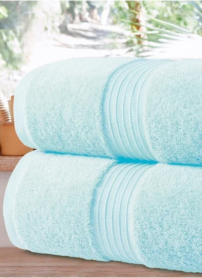 Bliss Casa 2-Piece Bath Sheets, 100% Combed Cotton 550 GSM Superior Quality Towels, Quick Dry Highly Absorbent 90x180 cm Light Blue 80x190cm