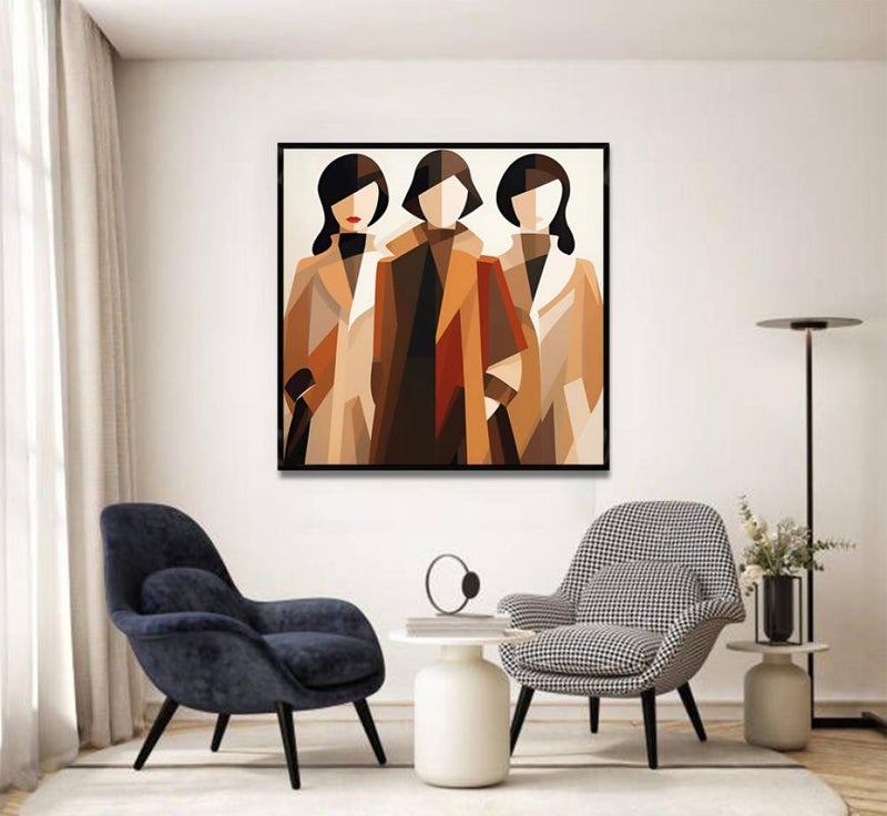 ماركتنا لوحة قماشة بتصميم امرآة مع برواز مجوف بمقاس 50×50 سم - Image 3