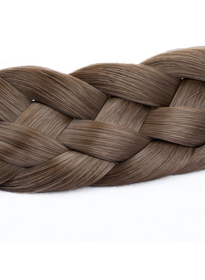 BOBIYA 5 Strands Synthetic Hair Braided Headband Classic Chunky Wide Plaited Braids Elastic Stretch Hairpiece for Women Girl (Chestnut) - Image 4