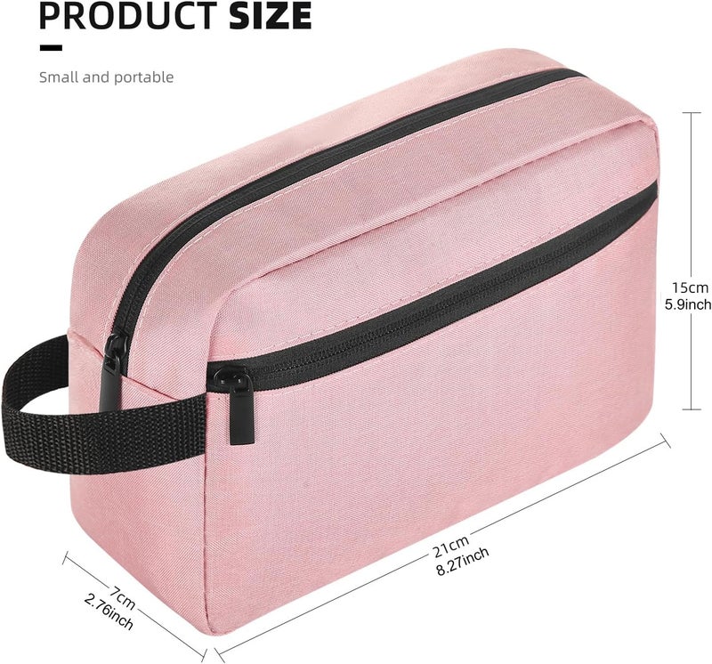حقيبة إيكرامسي للسفر ( Travel Toiletry Bag)، حقيبة لوازم النظافة للنساء والرجال، مزودة بحامل، لوازم تجميل، إكسسوارات سفر للنساء والرجال، لون وردي، تصميم عصري - Image 2