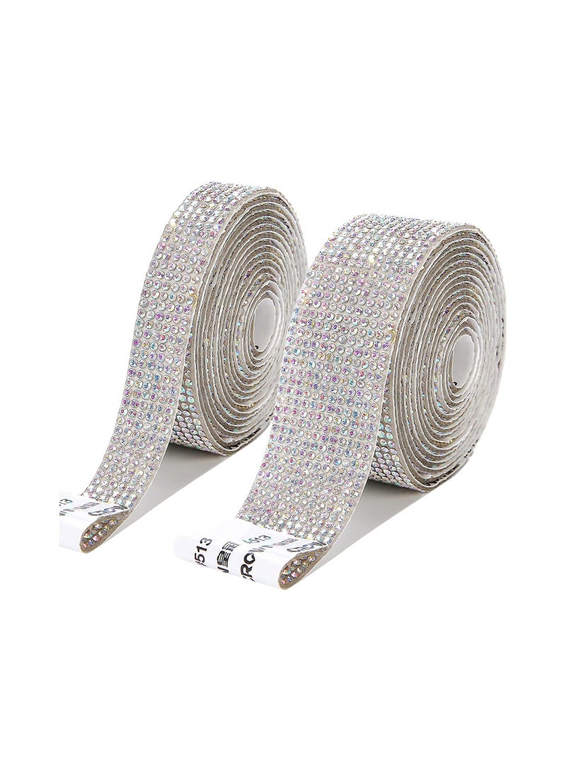 Self Adhesive Crystal Rhinestone Diamond Ribbon,Bling Crystal Rhinestones Sticker DIY Car Decoration Sticker Glitter Rhinestones Gem Stickers 4Rolls/4Yards - Image 1