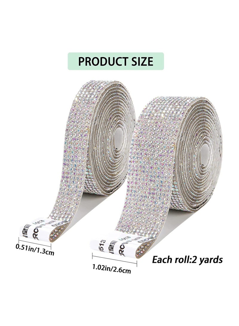 Self Adhesive Crystal Rhinestone Diamond Ribbon,Bling Crystal Rhinestones Sticker DIY Car Decoration Sticker Glitter Rhinestones Gem Stickers 4Rolls/4Yards - Image 5